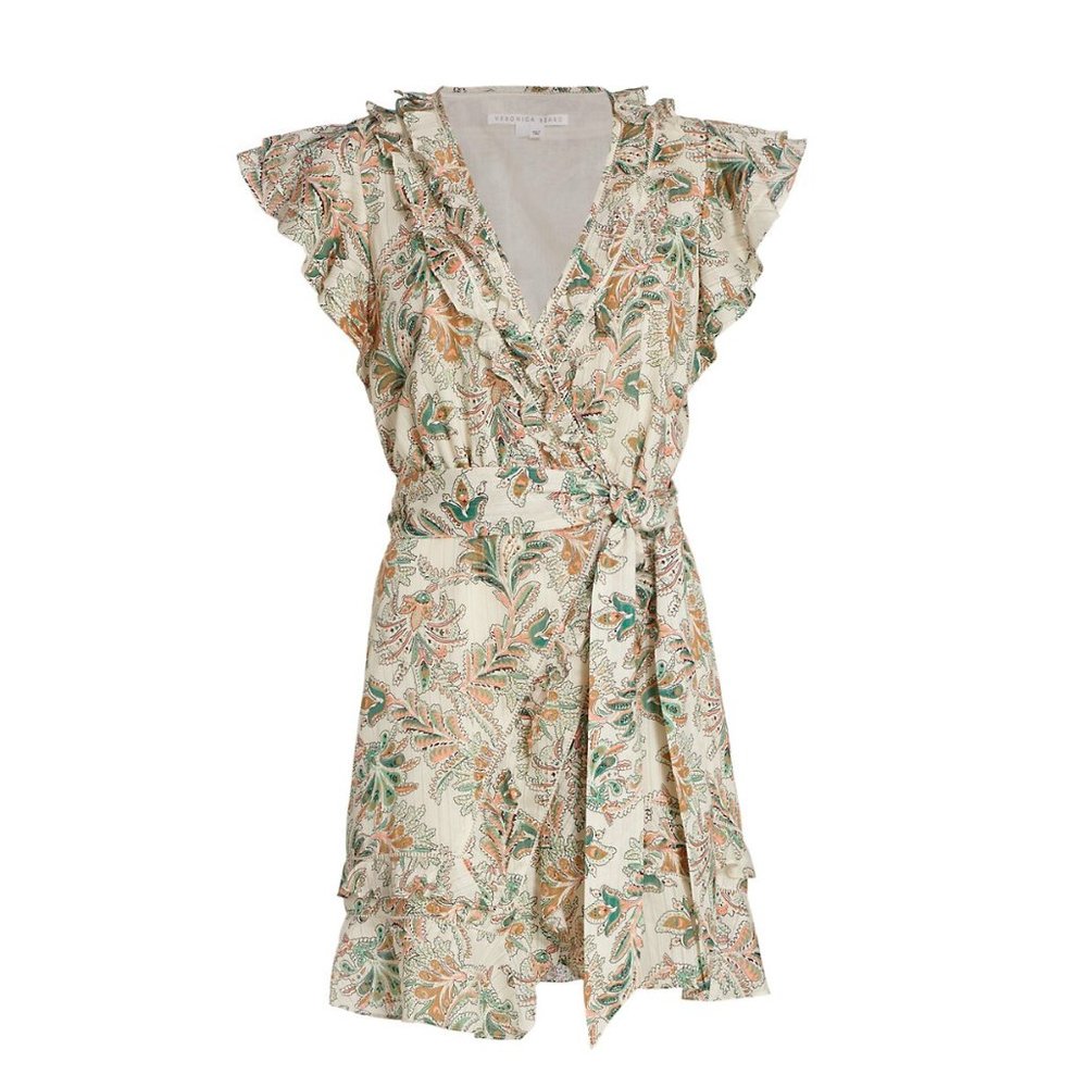 Veronica Beard Floral Mini Dress - Cream and Green